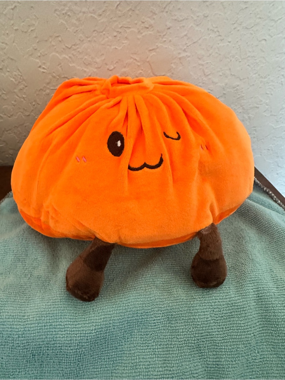 Plush Orange Pumpkin Buddy Stuffed Animal - Cute Winking Face